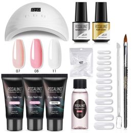 ROSALIND Poly Kit Set For Manicure With UV LED Lamp Need Base Top Coat Hybrid Varnishes Cured Gel Lacquer Nail Art