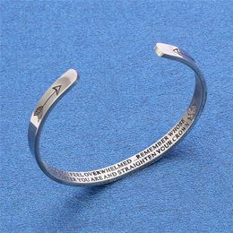 Men's Birthday Gift Stainless Steel Jewellery Bangles Bracelet for Women Engrave Saying Motto Bracelets & Bangles Jewellery Q0719