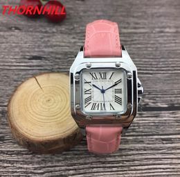 TOP Fashion Luxury Women Square Watches 32mm nice designer leather Lady Watch Female Relogio Montre clock