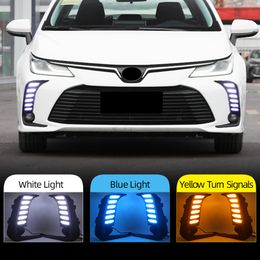 2PCS LED Daytime Running Light For Toyota Corolla 2019 2020 2021 2022 Yellow Turn Signa 12V Fog Lamp Decoration Bumper Light DRL