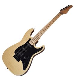 Factory Outlet-6 Strings Natural Electric Guitar with Flame Maple Veneer,Maple Fretboard