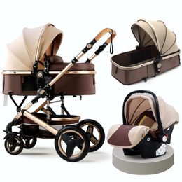 -Baby poussette 3 en 1 poussette de maman chaude de luxe Voyage Prame Prame Panier Babies Bébés Assise de voiture et chariot Carrito Bebe 20211222 H1