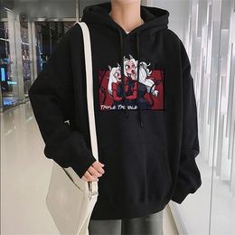 Funny Adventure Game Helltaker Cerberus Triple Trouble Hoodies Harajuku Cartoon Beautiful Girls Cute Long Sleeve Sweatshirt Male Y0809