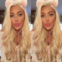 613 human hair full lace wigs Canada - 150 180% Density glueless blonde 613 human hair full lace wig bleached knot body wave lace frontal with baby hair