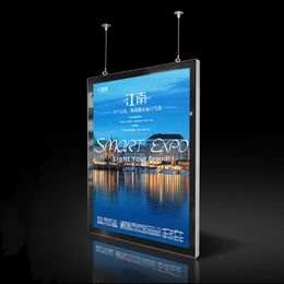 Advertising Display 60*80cm Ceiling Hanging Double Side Aluminium Magnetic Light Box with Hang Set Wooden Case Packing