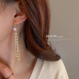 Hoop & Huggie Long Tassel Baroque Freshwater Pearl Drop Earrrings For Women Vintage Hyperbole Earrings 2021 Trend Party Jewelry