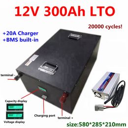 20000 cycles LTO 12V 300Ah Lithium Titanate Battery Pack 2.4v battery for Forklift Tricycle Solar system caravans+20A Charger