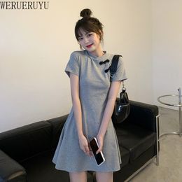 WERUERUYU Dress For Women Festival Clothing Gothic Sexy Mini Cheongsams Party Fashion Solid Colour Qipao 210608