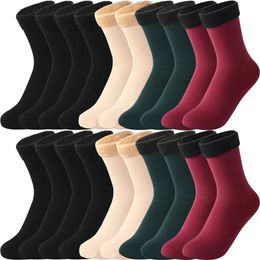 10 Pairs Winter Thick Warm Thermal Socks Women Men Ladies Soft Cashmere Wool Snow Socks Black Khaki Velvet Boots Floor Socks 211204