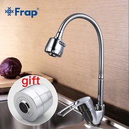FRAP Solid Kitchen Mixer with 1pc Sprinkler head Cold and flexible Single lever Hole Water Tap Faucet Torneira F43701-B+F33 210724