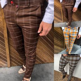 Men's Pants 2022 Spring Autumn Striped Mid Waist Slim Trousers Skinny Stretch Mens Chinos Man Long Straight High Quality Plus Size