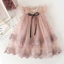 Baby Girls Dress Sweet Princess Dress Infant Kids Embroidery Clothing Bowknot Wedding Party Dresses Children Clothing Q0716
