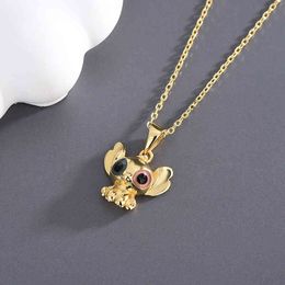 S925 Sterling Silver Necklace Female Cartoon Stiletto Gold Pendant Collarbone Chain Ins Wind Lovely Student