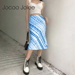 Jocoo Jolee Women Summer Tie Dye High Waist Slim Printing Buttocks Long Skirt Sexy Elegant Straight Party Club Casual Basic 210619