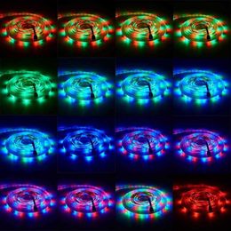 LED Strip Light RGB Colourful Flexible Ambient Atmosphere Lamp 12V Car Interior Under Floor Foot Background Lighting IR Remote 5M