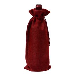 Linen Drawstring Wine Bags Dustproof Wine Bottle Packaging Bag Champagne Pouches Party Gift Wrap DH9844