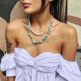 2022 Bohemian camadas duplas pérolas grânulos gargantilha colar moda mulheres chocker jóias