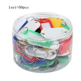 50Pcs/set Multicolor Keychain Key ID Label Tags Luggage ID Tags Hotel Number Classification Card Key Rings Keychain Wholesale LX4479