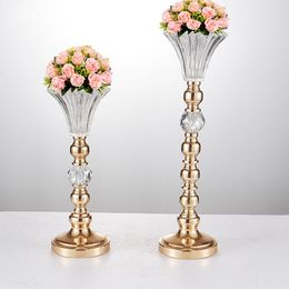 Gold Tabletop Vase Metal Flower Wedding Decoration Holder 52CM/21'' Table Centerpiece For Mariage Flowers Vases Fo