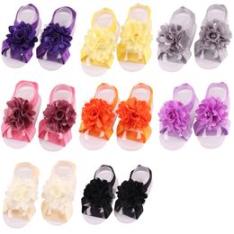 New Arrival kids Flower Sandals baby Barefoot Sandals Foot Flower Wristband Lace Foot Band Infant Girl Kids First Walker Shoes 1362 B3