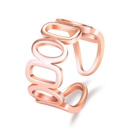 Open Adjustable Hollow Chain Rings Band Finger Women Rose Gold chunky Knuckle Rings Street Style Personalized Fashion Jewelry