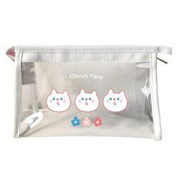 Clear pvc cosmetic bag cartoong cute women makep pouch waterproof protable travel storage bag lady bath zipper storage bag toiletry pouch