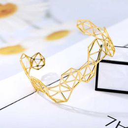 Stainless Steel Bangle Irregular Linear Bracelet for Women Men Fashion Couple Charm Jewellery Bijoux Femme Bff Gifts for New Year Q0719