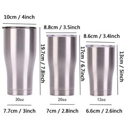 Stainless Steel Tumbler Cup With Lid 30/20/12oz Double Wall Vacuum Flask Insulated Beer Cup Drinking Thermoses Coffee XVT0225