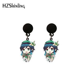 2021 New Arrival Cartoon Anime Game Genshin Impact Dangle Drop Earrings Resin Epoxy Acrylic Ear Jewellery Y0901