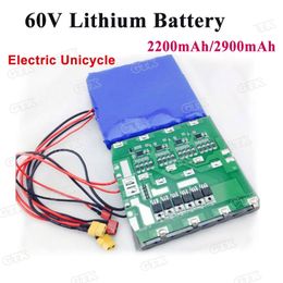 Customized 60V 2200mah 132wh 2900mah 174Wh 16S1P li-ion battery pack built-in BMS for Electric wheelbarrow Unicycles skateboard