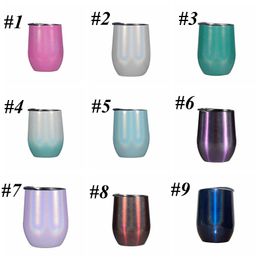 Bling Wine Tumblers Drinkware Champagne Glasses Stainless Steel Egg Cups 10 Color Mug Cocktail Beer Tumbler Mini Mugs With Leakproof Lid WLL88