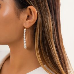 2021 Dangle & Chandelier Vintage Elegant Pearl Earrings for Women Exquisite Imitation Pearls Long Statement Drop Earrings Female Party Jewellery