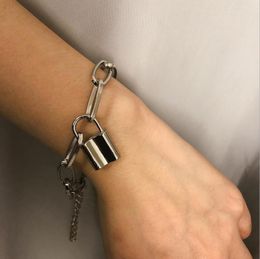 wild bracelet UK - Charm Bracelets Exaggerate Hip Hop Pendants Alloy Bracelet Wild Temperament Lock Simple Chain Couple Jewelry Cuff Accessories