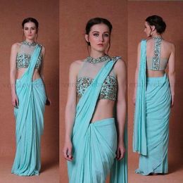 -Formale blaue zwei teile indische abendkleider für frauen spitze applique prom kleid mit cape fas kaftan engagement kleider lang