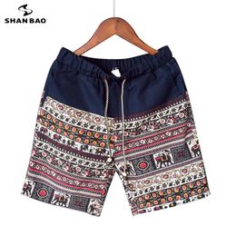 Men and women models leisure shorts fashion cotton and linen stitching summer brand beaded flowers printed beach shorts 210316