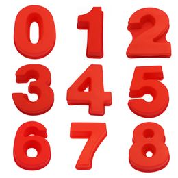 10Pcs/lot Large Silicone Number Mold 0-9 Arabic Number Cake Mold 10inch Baking Molds for Birthday Wedding Cake Pan 210225