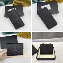 Wholesale Coin Purse Clutch Bag caviar zipper designers short long wallets women and men leather Business credit card holder fashion wallet with box