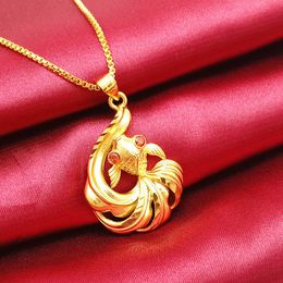Golden-fish Shaped Charm Pendant Chain for Girl Women 18K Yellow Gold Filled Fashion Jewelry Gift
