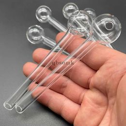 QBsomk 12cm Clear glass steamroller pyrex oil burner hookah pipes mini glass pipe for smoking free shipping