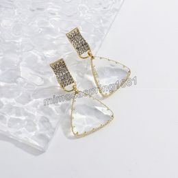 Vintage Autumn Winter Triangle Rhinestone Crystal Drop Earrings for Women Elegant Geometric Earring Brincos Bijoux Fashion Oorbe