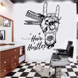 Barber Wall Stickers Tools Scissors Comb Shop Hair Salon Window Door Decorative Vinyl Decals 6 210929