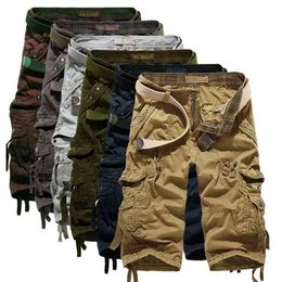 Men's Street Shorts Man Cargo Cotton Summer Multi-Pocket Workout Military Casual Pants Fashion Brand Clothing Plus Size Not Belt 210716