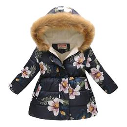 kids' wear Winter Girls Boys Hooded Plus Velvet Warm Cotton Jacket Thickening Printing Sale 3-10 Age Child Quality Clothing 211027