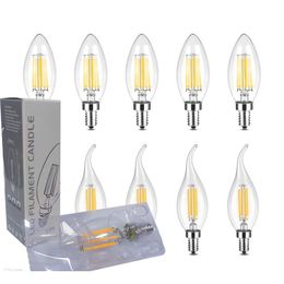 2022 NEW 110V/220V Dimmable LED Candelabra Bulb CA11 C35 Shape Flame Tip Style 60Watt Equivalent E12 E14 Base 4W 6W LED Edison Light Bulbs