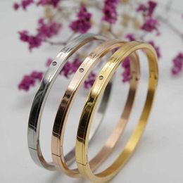 Eonb007 Steel Bracelet Drill Bracelet Titanium Luxury Jewelry 3 Colors Wide 4mm for Women Q0717