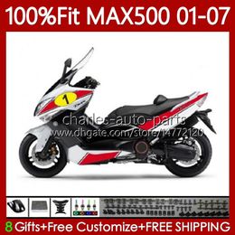 Injection Fairings For YAMAHA TMAX500 T-MAX500 MAX-500 TMAX-500 T MAX500 01 02 03 04 05 06 07 109No.41 White red TMAX MAX 500 XP500 2001 2002 2003 2004 2005 2006 2007 Kit