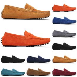 shoes 2021 running jogging casual Selling black pink blue Grey orange green brown mens slip on lazyleather peas size 38-45Outdoor jogging