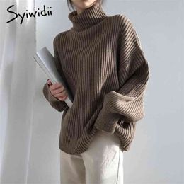 Syiwidii Turtleneck Woman Sweaters Autumn Winter Fashion Black Pullovers Long Sleeve Knitted Korean Tops Loose Jumpers 210922