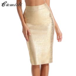 CIEMIILI Pencil Skirts Women Harajuku Saia Mid-calf Bodycon Sexy Bandage Summer Clothes High Waist Evening Party Skirts 210310