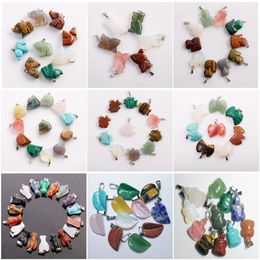 12Pcs Natural Stone Carved Animal Leaf Skull Angel Pendant Whole Good Quality Assorted Charms Bead DIY Jewelry Making